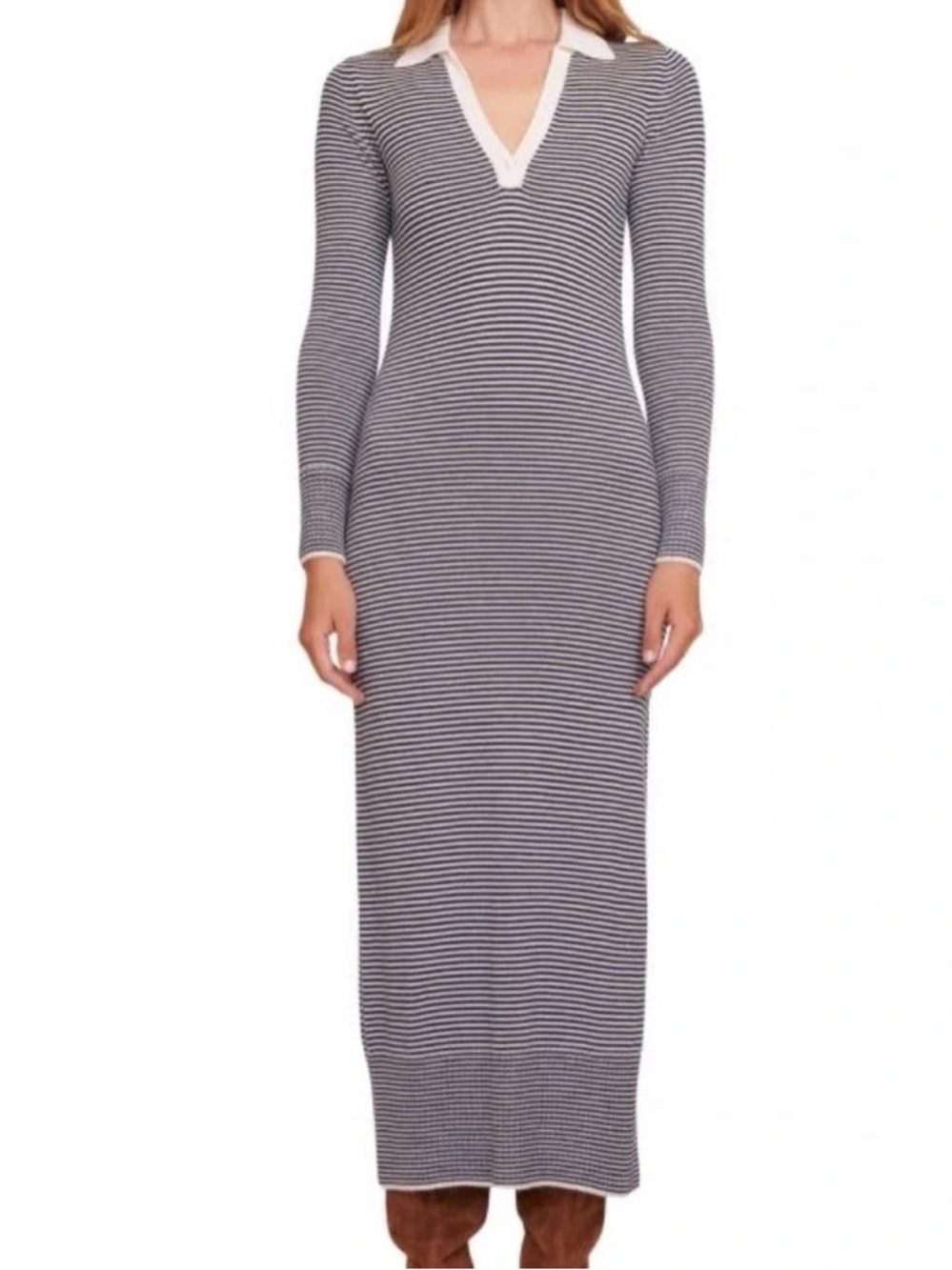 STAUD Crown Striped Wool Blend Knit Maxi Dress Size XS